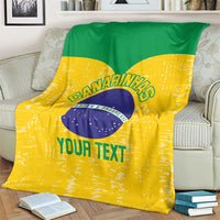 Custom Brazil volleyball blanket, yellow and green, Brazil emblem graphic with "YOUR TEXT".