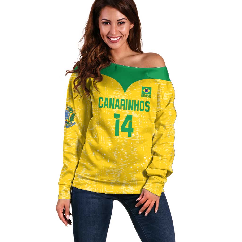 Custom Brasil Volleyball Off Shoulder Sweater Vai Canarinhos!