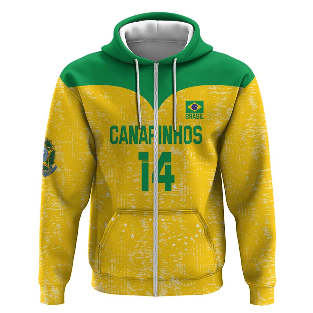 Custom Brasil Volleyball Zip Hoodie Vai Canarinhos! - Wonder Print Shop