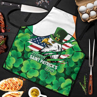 Irish American St Patrick's Day Apron USA Eagle Leprechaun Hat Shamrock Pattern