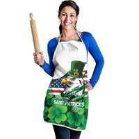 Irish American St Patrick's Day Apron USA Eagle Leprechaun Hat Shamrock Pattern