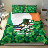 Irish American St Patrick's Day Bedding Set USA Eagle Leprechaun Hat Shamrock Pattern