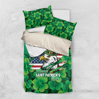 Irish American St Patrick's Day Bedding Set USA Eagle Leprechaun Hat Shamrock Pattern