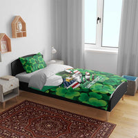 Irish American St Patrick's Day Bedding Set USA Eagle Leprechaun Hat Shamrock Pattern
