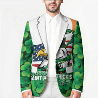 Irish American St Patrick's Day Blazer USA Eagle Leprechaun Hat Shamrock Pattern