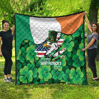 Irish American St Patrick's Day Quilt USA Eagle Leprechaun Hat Shamrock Pattern