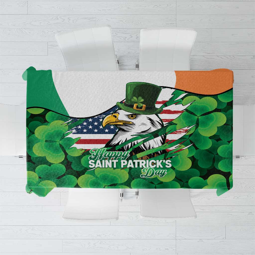 Irish American St Patrick's Day Tablecloth USA Eagle Leprechaun Hat Shamrock Pattern
