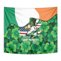 Irish American St Patrick's Day Tapestry USA Eagle Leprechaun Hat Shamrock Pattern