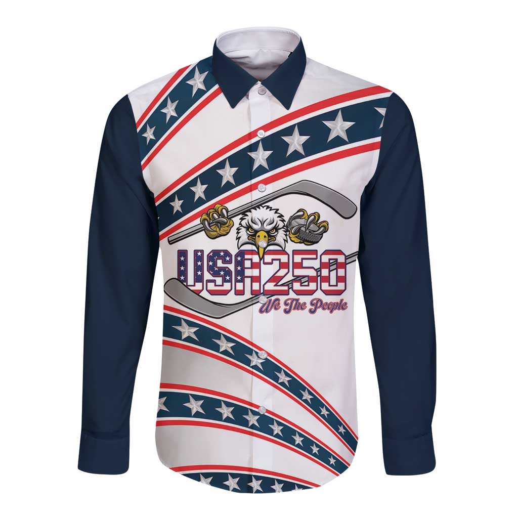 Custom Hockey United States 250th Anniversary Long Sleeve Button Shirt USA Semiquincentennial We The People