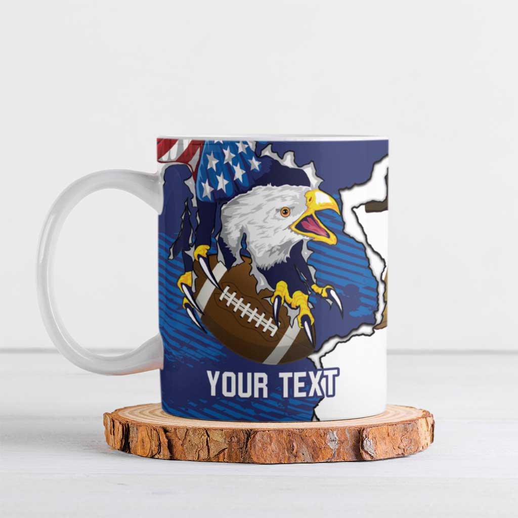 Personalized Football United States 250th Anniversary Ceramic Mug USA Flag Eagle Liberty Bell