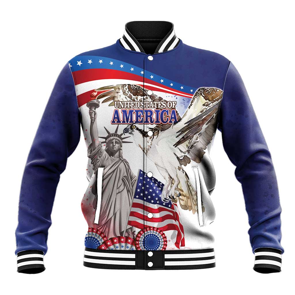 United States 4th Of July Baseball Jacket USA Osprey 250 Years Of Freedom