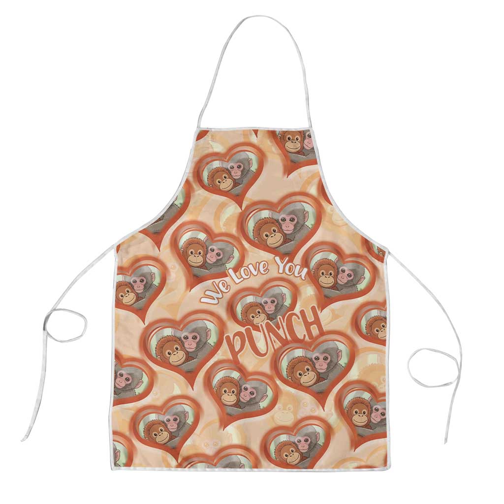 Punch The Monkey Apron We Love You Seamless Heart Style Orange