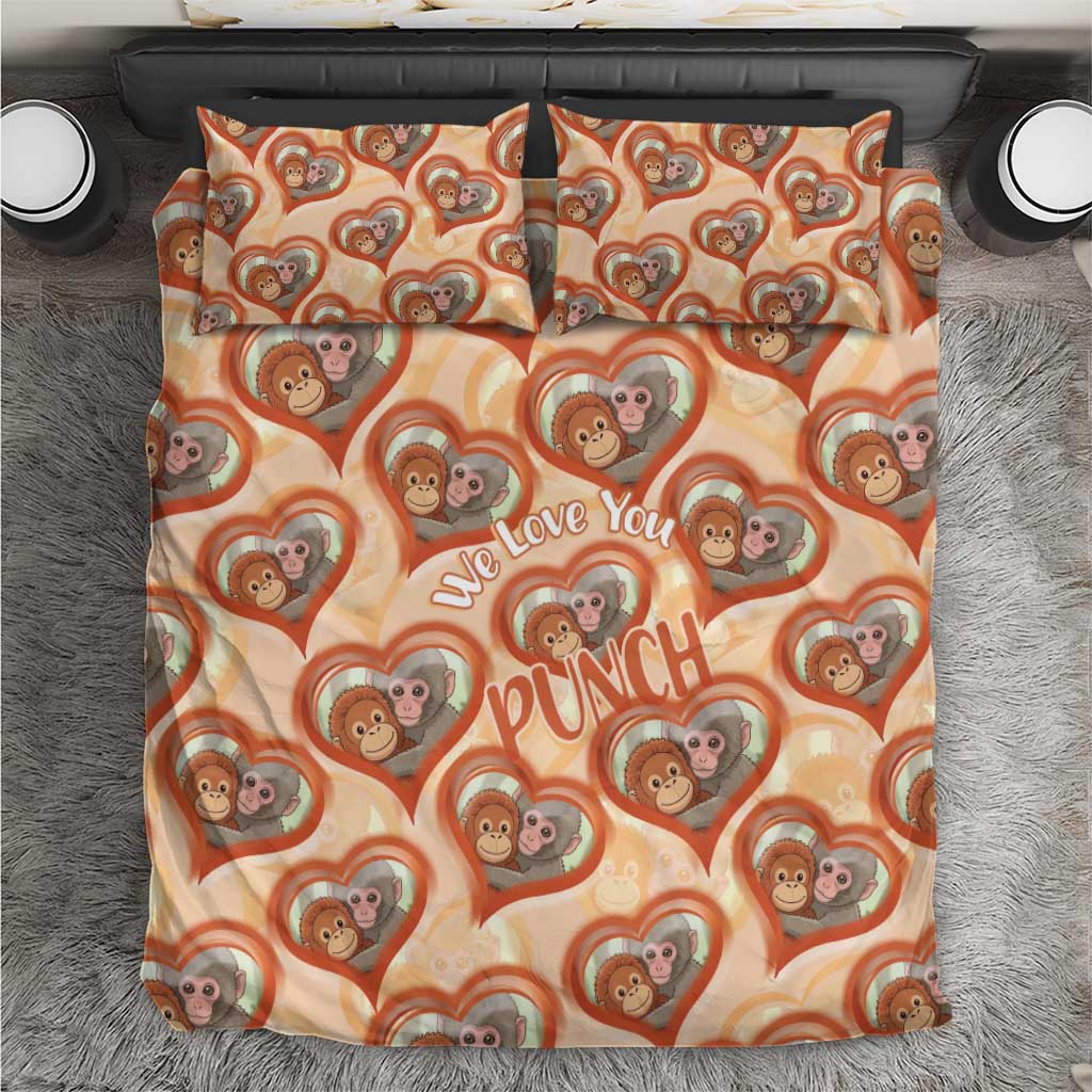 Punch The Monkey Bedding Set We Love You Seamless Heart Style Orange