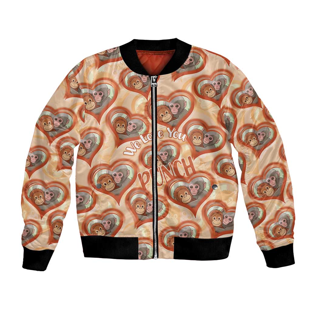 Punch The Monkey Bomber Jacket We Love You Seamless Heart Style Orange
