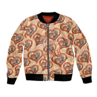 Punch The Monkey Bomber Jacket We Love You Seamless Heart Style Orange