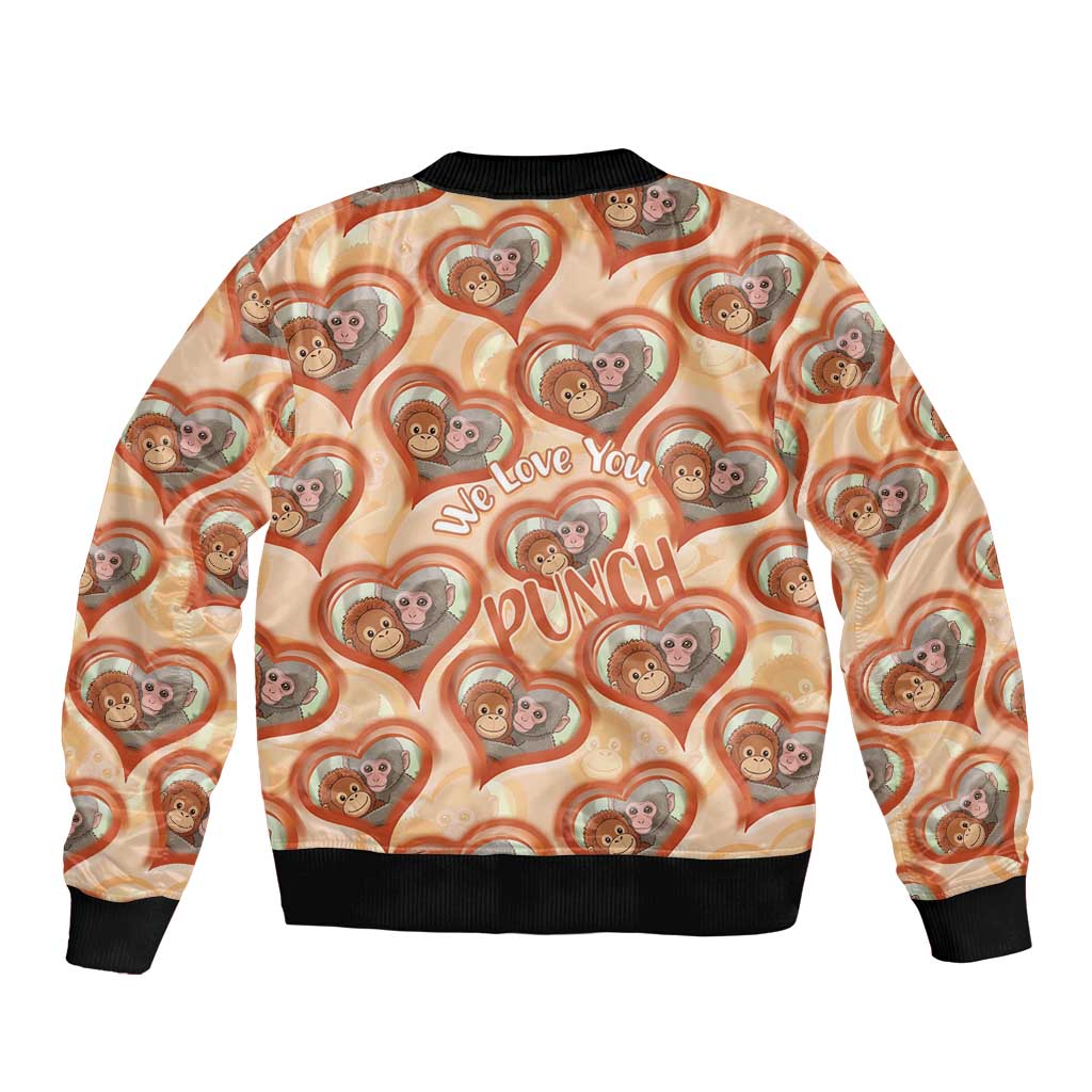 Punch The Monkey Bomber Jacket We Love You Seamless Heart Style Orange
