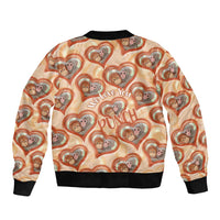 Punch The Monkey Bomber Jacket We Love You Seamless Heart Style Orange