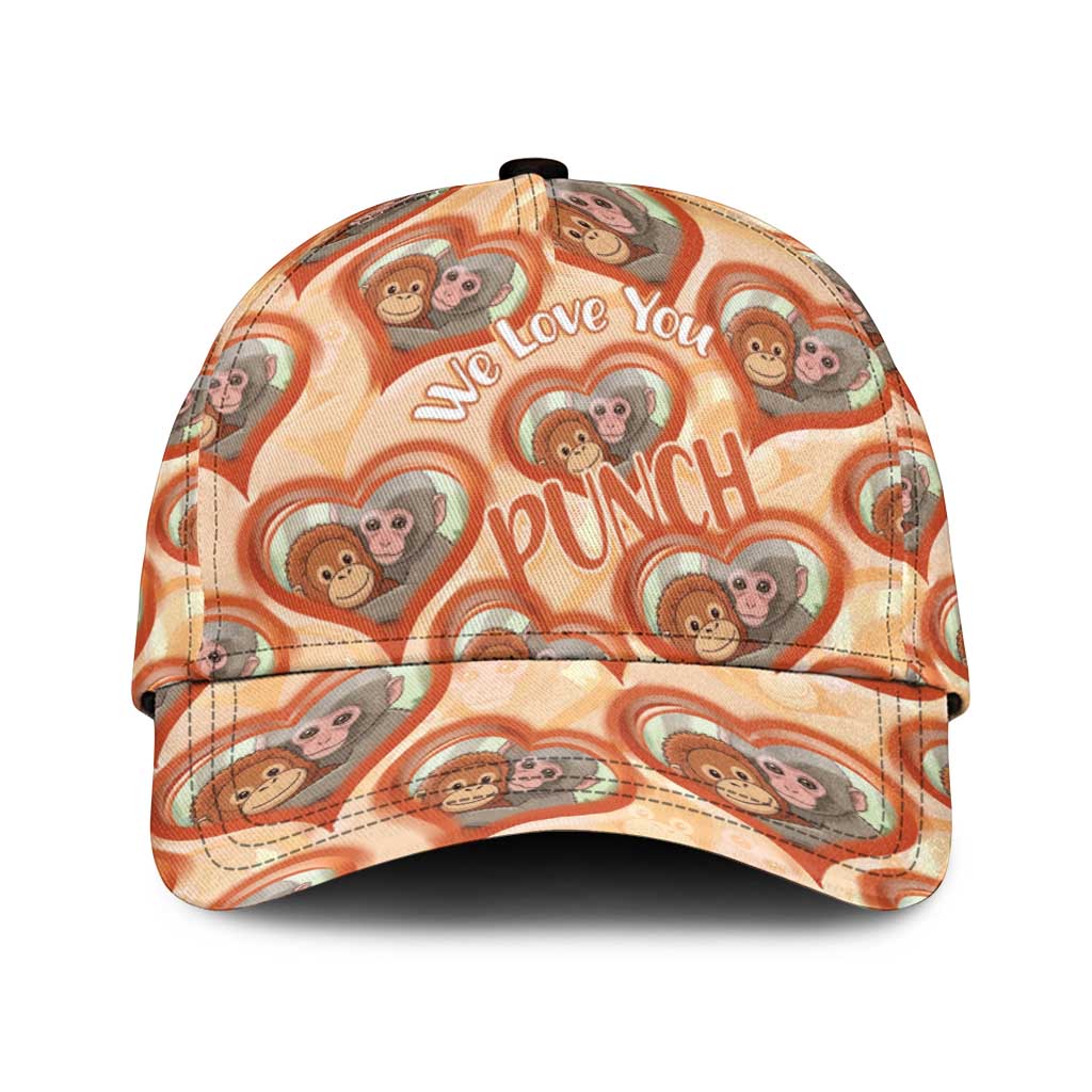 Punch The Monkey Classic Cap We Love You Seamless Heart Style Orange