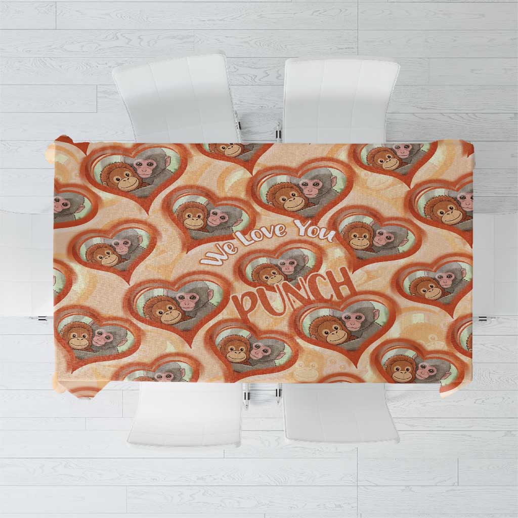 Punch The Monkey Tablecloth We Love You Seamless Heart Style Orange
