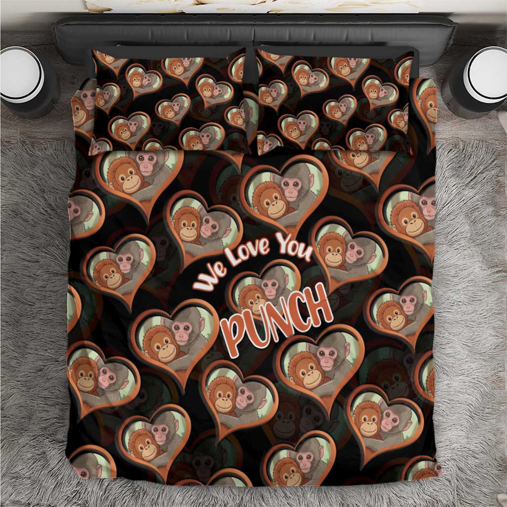 Punch The Monkey Bedding Set We Love You Seamless Heart Style Black