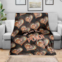 Punch The Monkey Blanket We Love You Seamless Heart Style Black