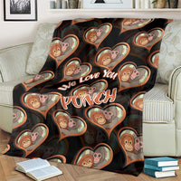 Punch The Monkey Blanket We Love You Seamless Heart Style Black