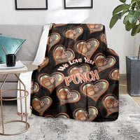 Punch The Monkey Blanket We Love You Seamless Heart Style Black