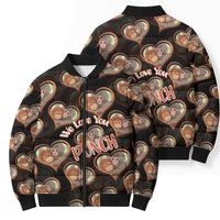 Punch The Monkey Bomber Puffer Jacket We Love You Seamless Heart Style Black