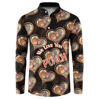 Punch The Monkey Button Sweatshirt We Love You Seamless Heart Style Black