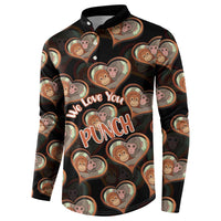 Punch The Monkey Button Sweatshirt We Love You Seamless Heart Style Black