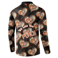 Punch The Monkey Button Sweatshirt We Love You Seamless Heart Style Black