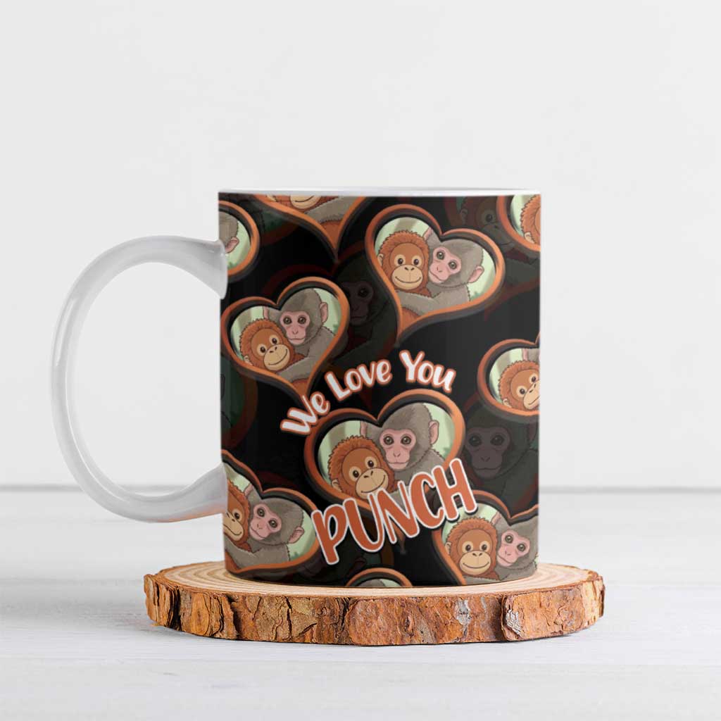 Punch The Monkey Ceramic Mug We Love You Seamless Heart Style Black