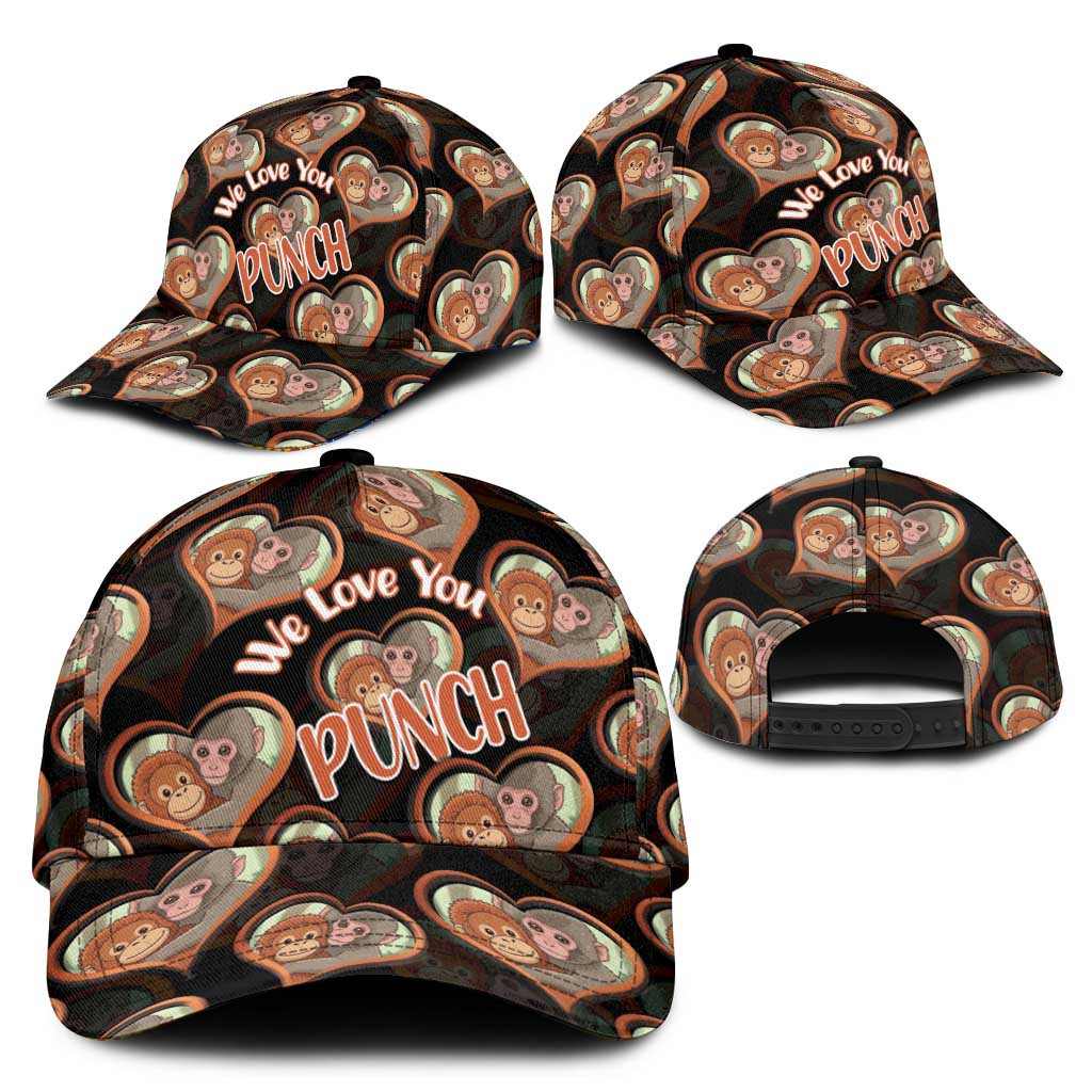 Punch The Monkey Classic Cap We Love You Seamless Heart Style Black