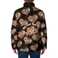 Punch The Monkey Padded Jacket We Love You Seamless Heart Style Black