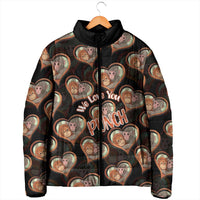 Punch The Monkey Padded Jacket We Love You Seamless Heart Style Black