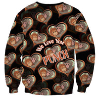 Punch The Monkey Sweatshirt We Love You Seamless Heart Style Black