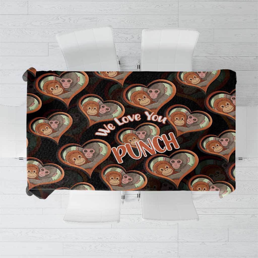 Punch The Monkey Tablecloth We Love You Seamless Heart Style Black