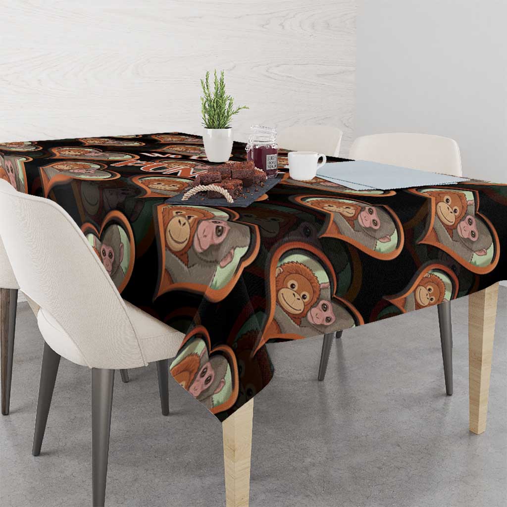 Punch The Monkey Tablecloth We Love You Seamless Heart Style Black
