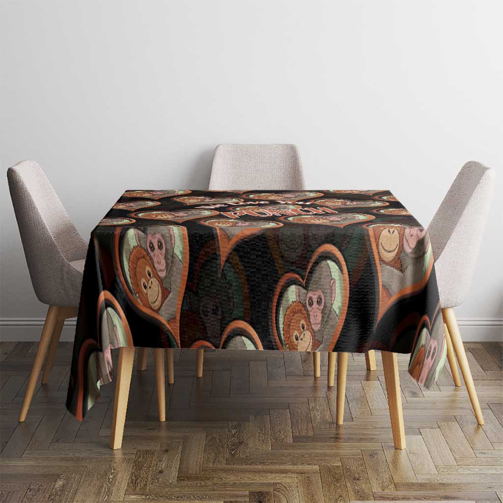 Punch The Monkey Tablecloth We Love You Seamless Heart Style Black