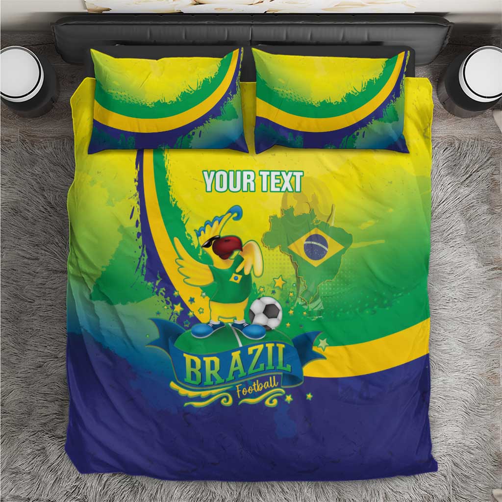 Brazil Football 2026 Custom Bedding Set Come On Selecao Brasil Parrot Mascot