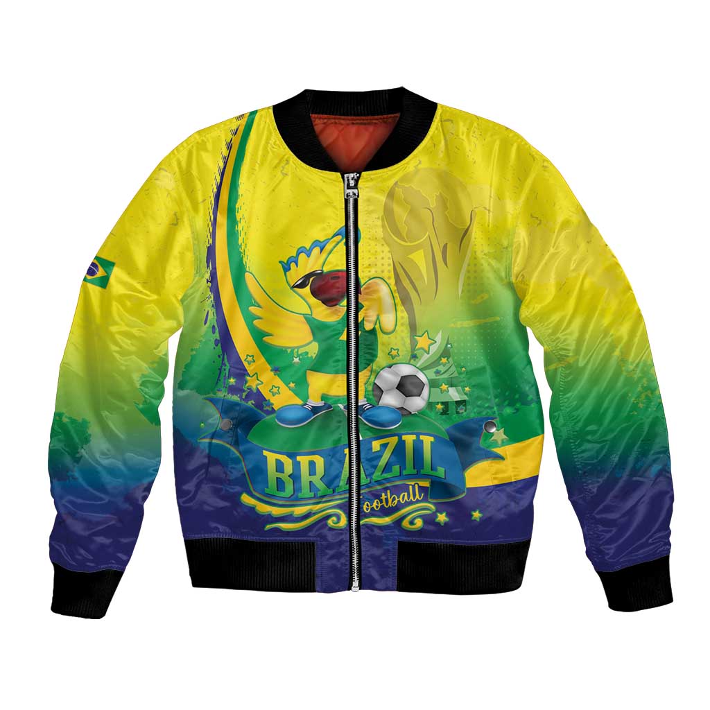Brazil Football 2026 Custom Bomber Jacket Come On Selecao Brasil Parrot Mascot