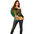 Jamaica Off Shoulder Sweater Jumieka Coat Of Arms Lion Mix African Pattern - Wonder Print Shop