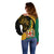 Jamaica Off Shoulder Sweater Jumieka Coat Of Arms Lion Mix African Pattern - Wonder Print Shop