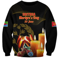 Black unisex sweatshirt with Eritrea Martyrs' Day 20 June front graphic and candles