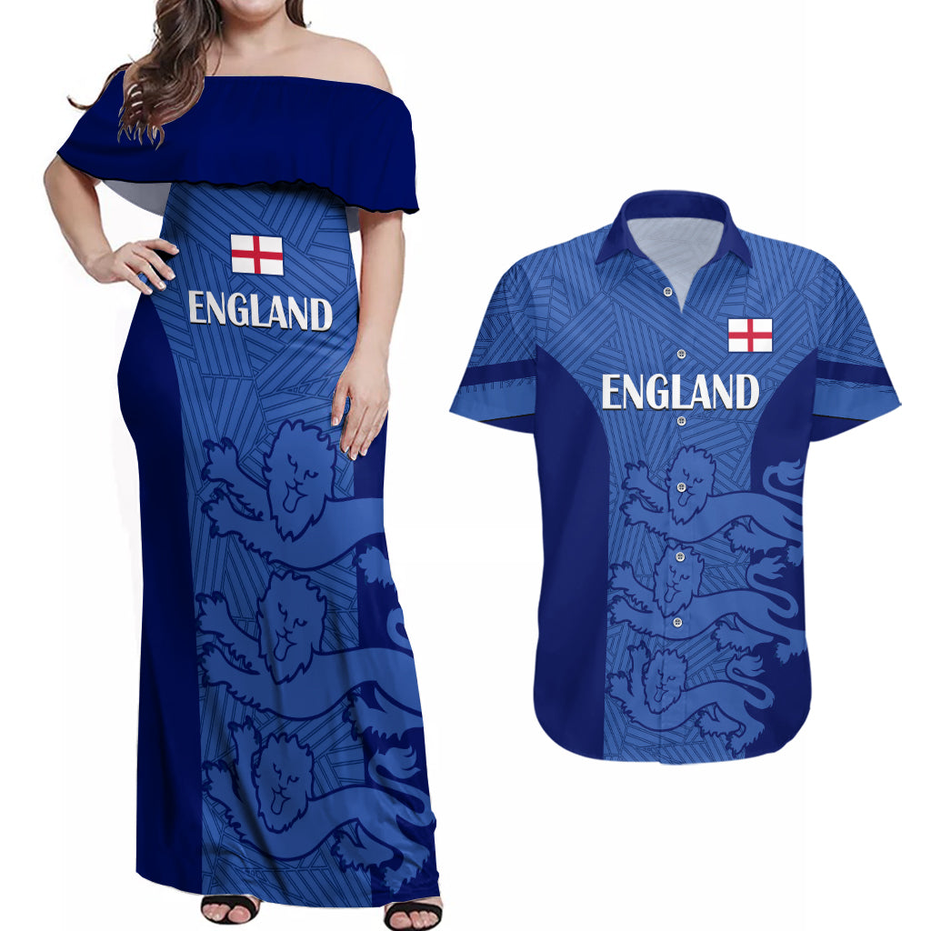 England Football Couples Matching Off Shoulder Maxi Dress and Hawaiian Shirt Go Lionesses 2023 World Cup - Wonder Print Shop