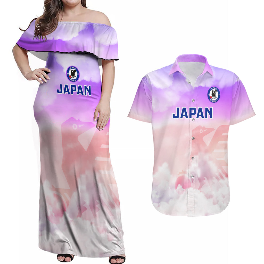 Japan Football Couples Matching Off Shoulder Maxi Dress and Hawaiian Shirt Go Nadeshiko 2023 World Cup - Wonder Print Shop