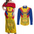 Colombia Football Couples Matching Off Shoulder Maxi Dress and Long Sleeve Button Shirts Las Chicas Superpoderosas 2023 World Cup - Wonder Print Shop