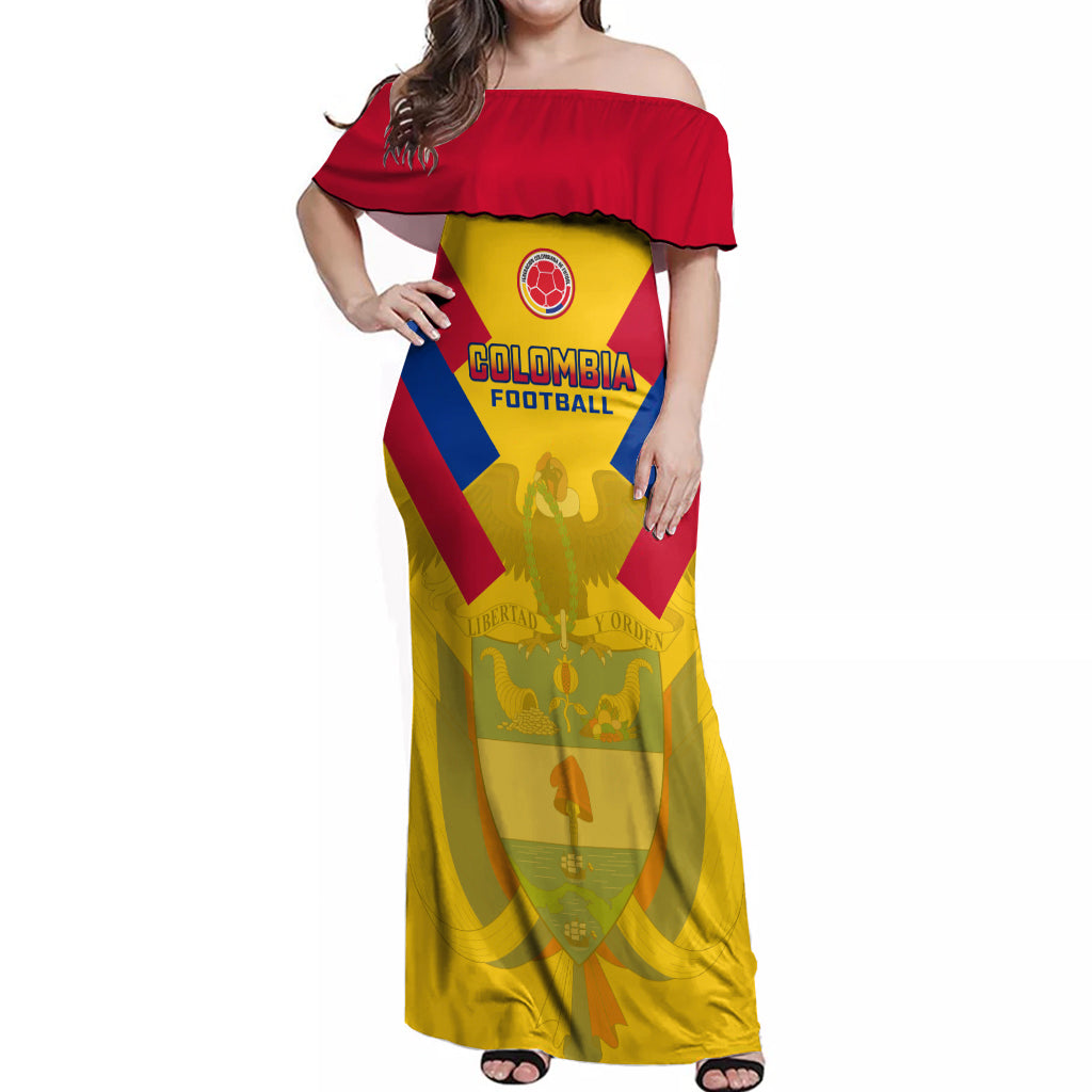 Colombia Football Off Shoulder Maxi Dress Las Chicas Superpoderosas 2023 World Cup - Wonder Print Shop