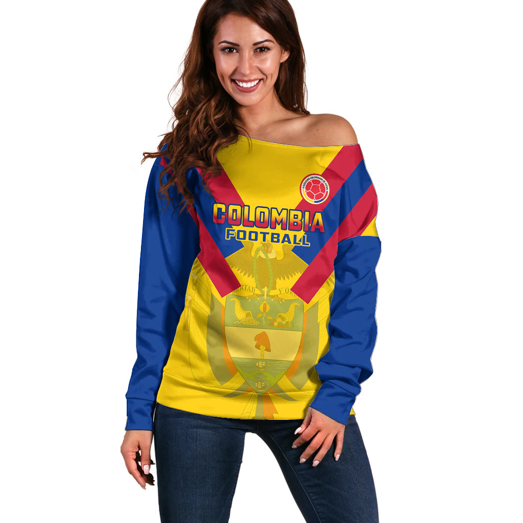 Colombia Football Off Shoulder Sweater Las Chicas Superpoderosas 2023 World Cup - Wonder Print Shop