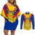 Custom Colombia Football Couples Matching Off Shoulder Short Dress and Long Sleeve Button Shirts Las Chicas Superpoderosas 2023 World Cup - Wonder Print Shop